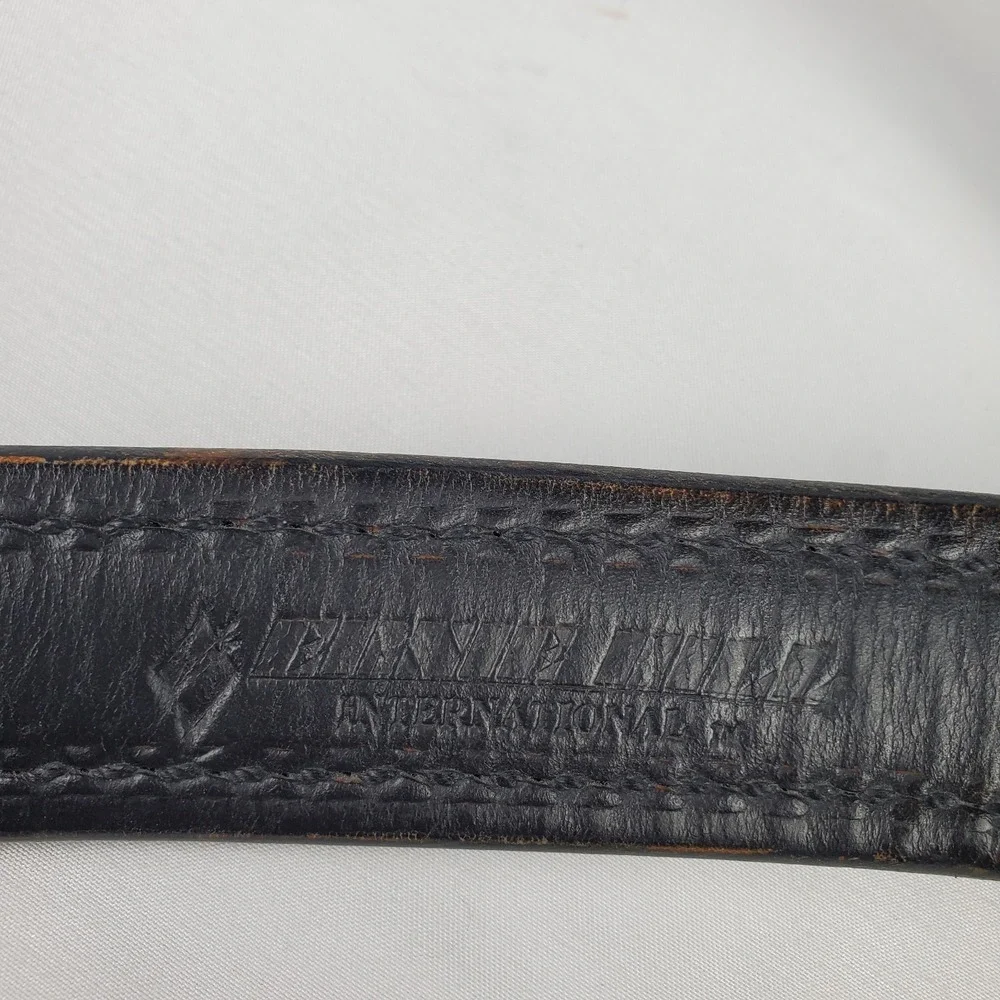 ERNIE HILL Speed Leather Belt Size 42 Black Bison Textured - No Buckle